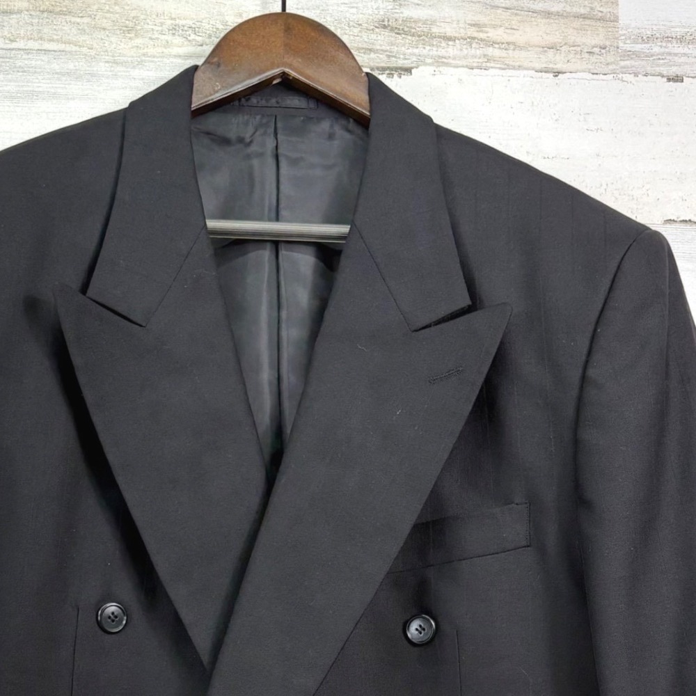 Dario di Napoli Pinstripe Double Breasted Blazer 42S Black Peak Lapel Old Money